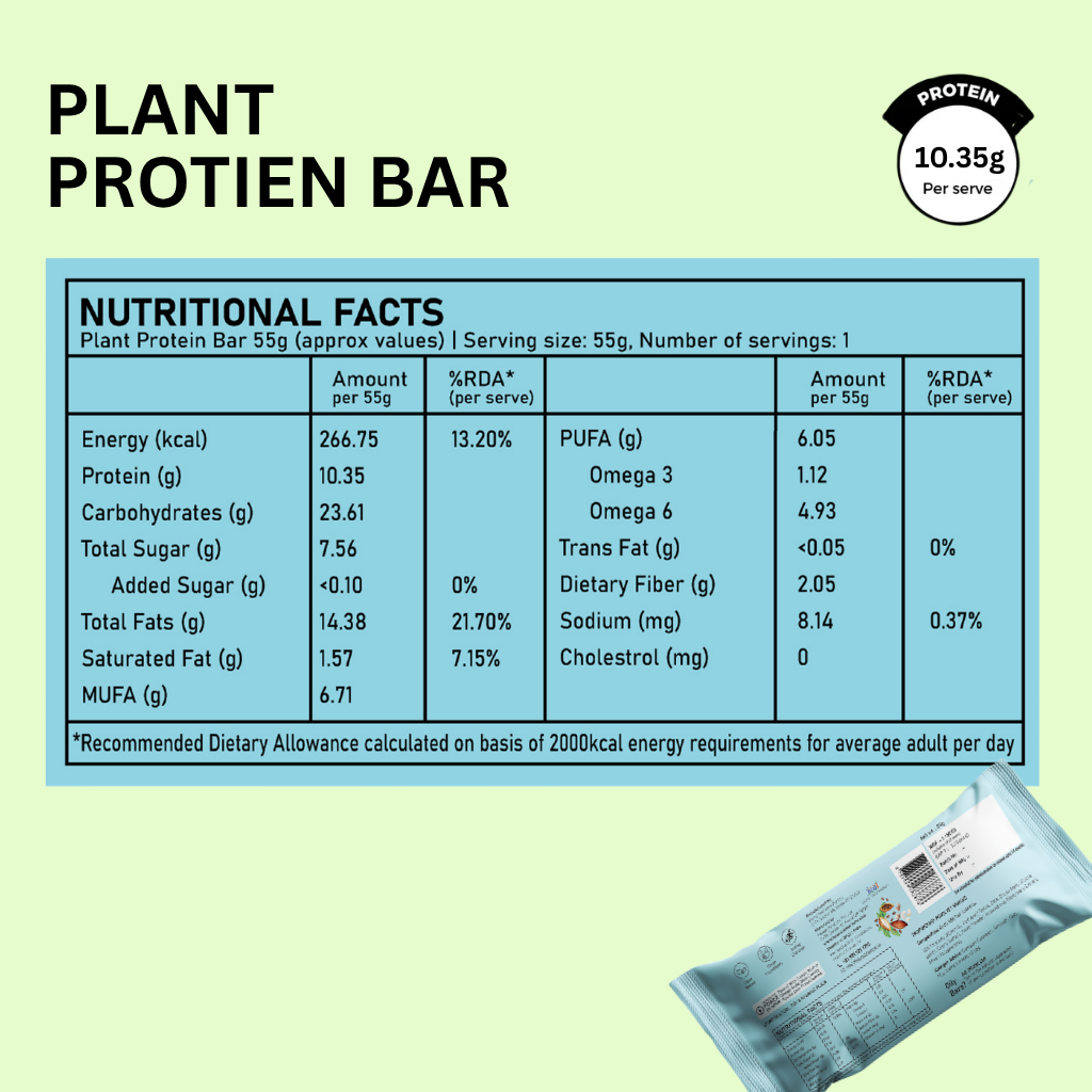 Health Horizons Zero Drama Plant Protein Bar nutrition facts infographic